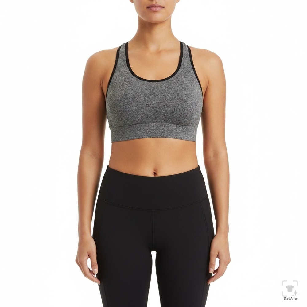 Truekind Women Medium Heather Gray Seamless Activewear Racerback Sports Bra